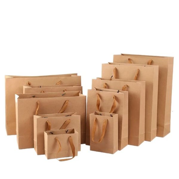 Envoltório de presente 5 pcs Multi-tamanho Kraft Papel Saco Festival Presente Jóias Festa de Casamento Embalagem de Natal Caixas de Flores Bolsas de Compras Suprimentos 231020