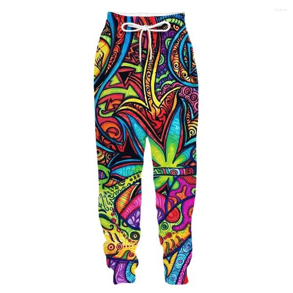 Calças masculinas Colorido Trippy Padrão 3D Impressão Causal Roupas Moda Homens Mulheres Tracksuits Crewneck Hip Hop Plus Size S-7XL