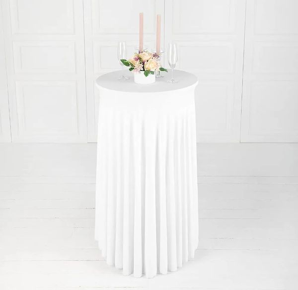 Pano de mesa simples capa de casamento spandex cocktail branco lycra alta barra de linho banquete el decoração de festa 231020