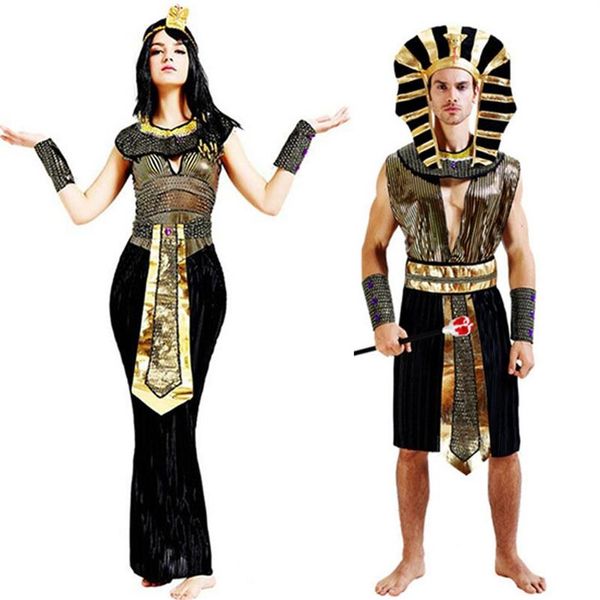 Antigo egito faraó egípcio cleópatra príncipe princesa traje para mulheres homens halloween cosplay traje roupas egípcio adulto2872
