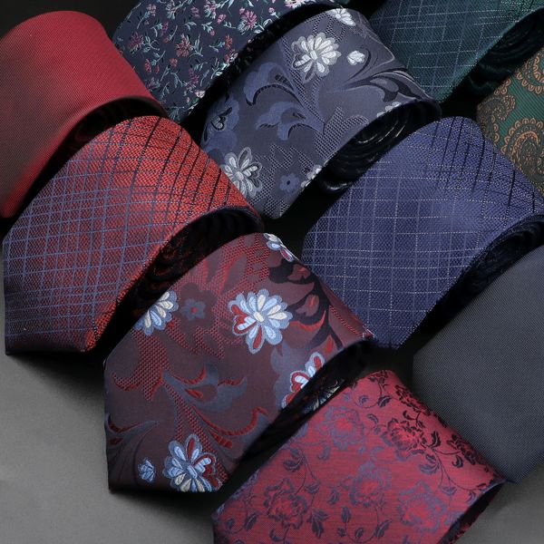 Boyun bağları stil moda jakard floral paisley kravat polyester erkek n kırmızı mavi ta takım elbise gömlek hediyesi erkekler için aksesuar gravatas 231019