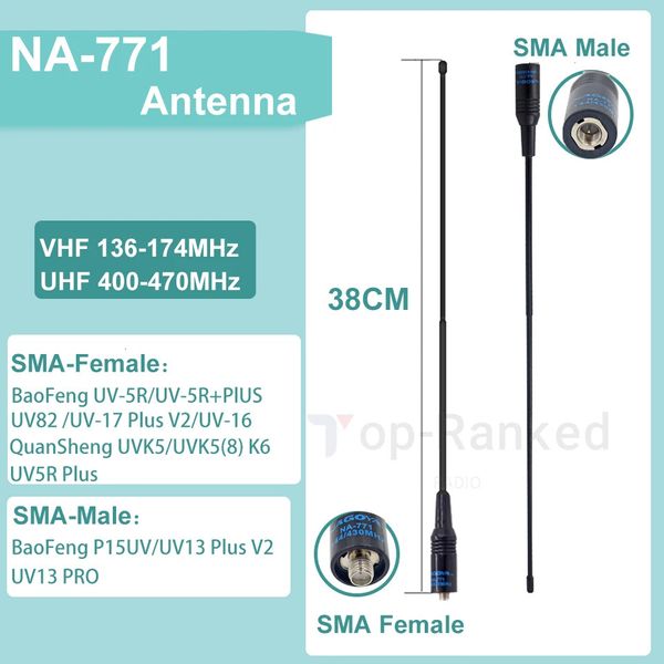 Walkie Talkie NAGOYA NA 771 Antenne Dual Band VHF UHF SMA weiblich männlich für UV 5R UV 82 BF 888S DM 1701 UVK5 K6 UVK5 8 lang 38 cm UV 16 231019