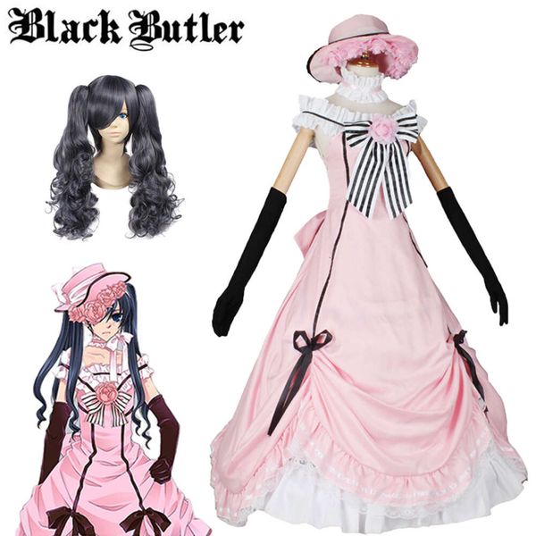Black Butler Ciel Phantomhive Pink Robin Uniform Cosplay Kostüm Unises Kleid Halloween Perücke Karneval Frauen Anime Clothescosplay