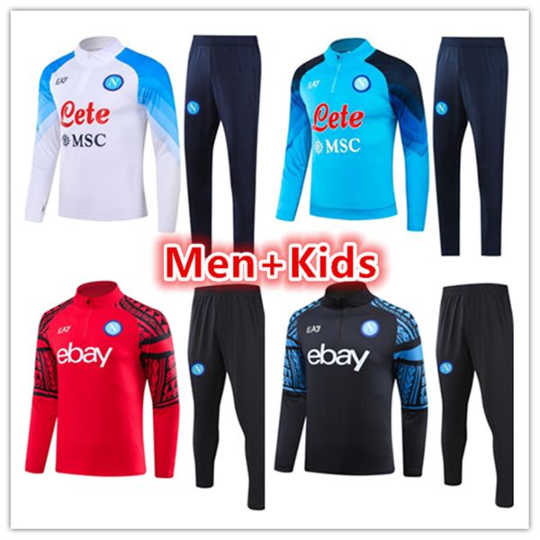 22/23/24 Napoli Trailsuit Futbol Jersey Futbol Kiti 2023 2024 SSC Naples AE7 D10S Hommes Eğitim Takım Giyim Formasyonu Tuta Chandal Squitude Jogging Trailsits Set