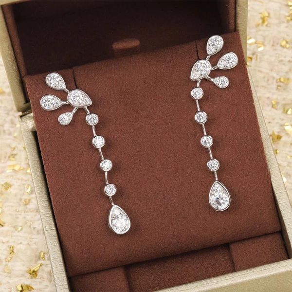 Baumeln Ohrringe Trend Hohe Qualität Reine 925 Splitter Geometrische Wasser Tropfen Quaste Luxus Schmuck Für Frauen Hochzeit Party