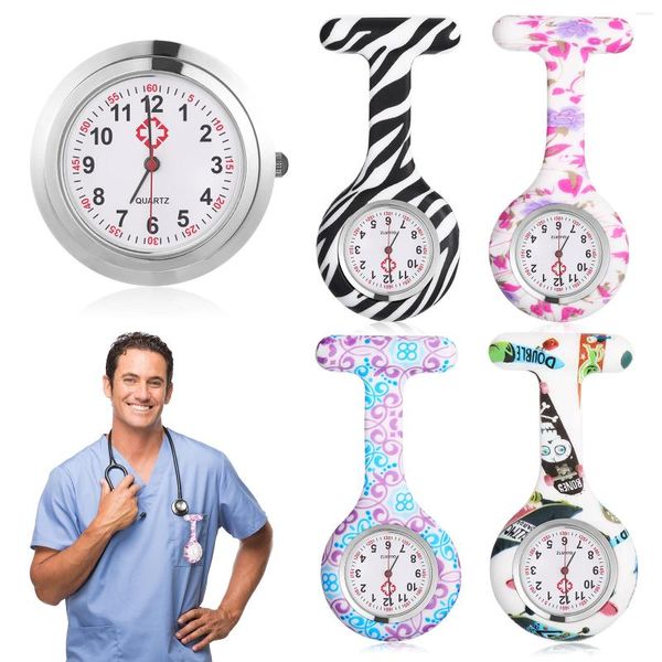 Карманные часы, 4 шт., круглые милые стильные подвесные часы с прозрачным циферблатом, студенческие часы с будильником для кормления, подарок с фиксирующим штифтом
