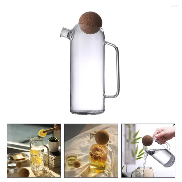 Set di stoviglie Teiera Bevande Tazza d'acqua Contenitore domestico Bottiglia di succo Brocca di vetro in sughero Resistente al calore