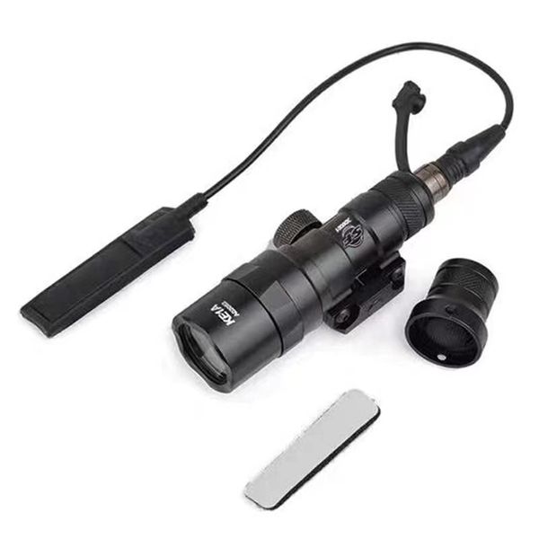 Acessórios táticos jingming m4 m16 hk416 ar15 lanterna m300b led luz de alta lumens com cauda de rato e cabeça de coroa tocha portátil