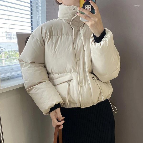 Jaquetas femininas para baixo para mulher 2023 streetwear inverno casaco quente preto puffer femme parkas outono fosco bege estilo coreano roupas das senhoras