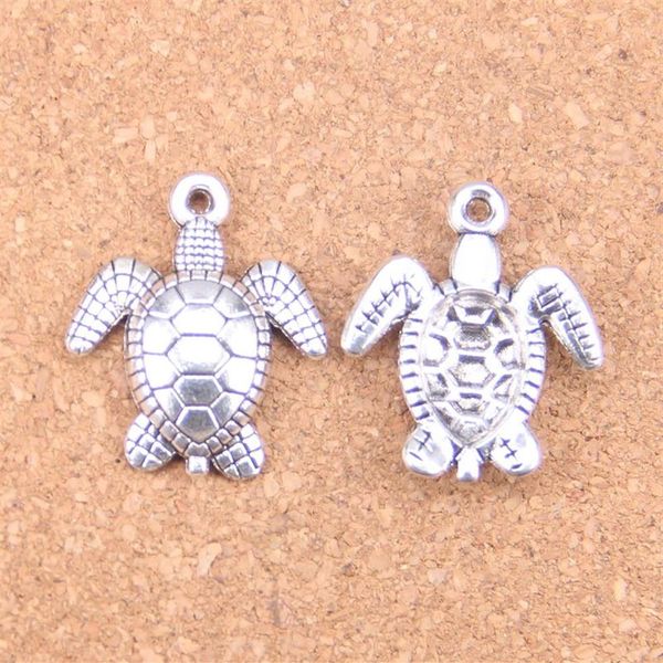 33 pçs antigo prata bronze banhado tartaruga mar encantos pingente diy colar pulseira descobertas 26 23mm326h