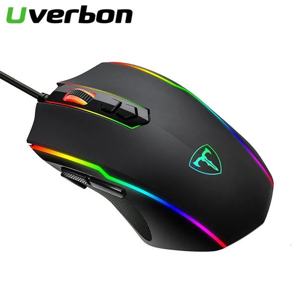 Mouse Mouse da gioco Mouse USB ottico a 6 pulsanti da 1600 DPI con retroilluminazione RGB Mouse muto per computer portatile desktop Gamer Mouse 231020