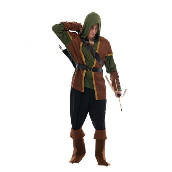 Cosplay apagável vintage floresta caçador arqueiro masculino cosplay traje de halloween para adulto festa de natal jogo fantasia vestido quivercosplay