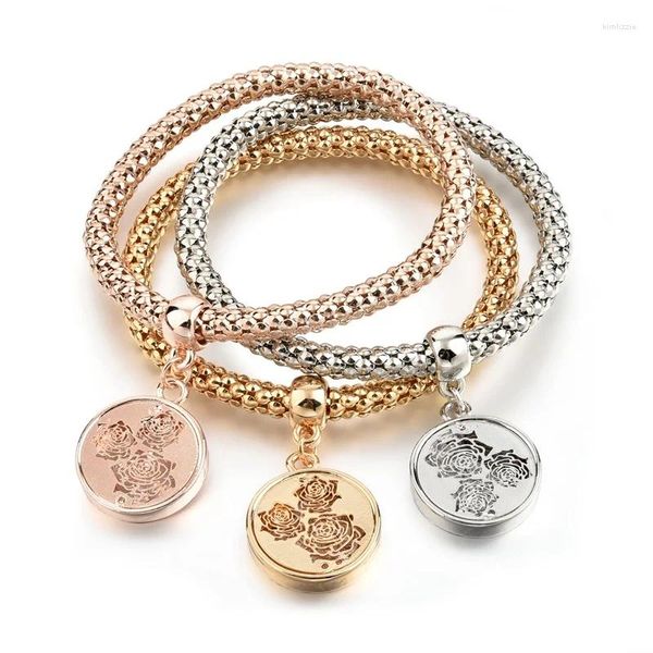 Charme pulseiras vintage pulseira para mulheres meninas cor de ouro liga rosa flor pulseiras jóias b260