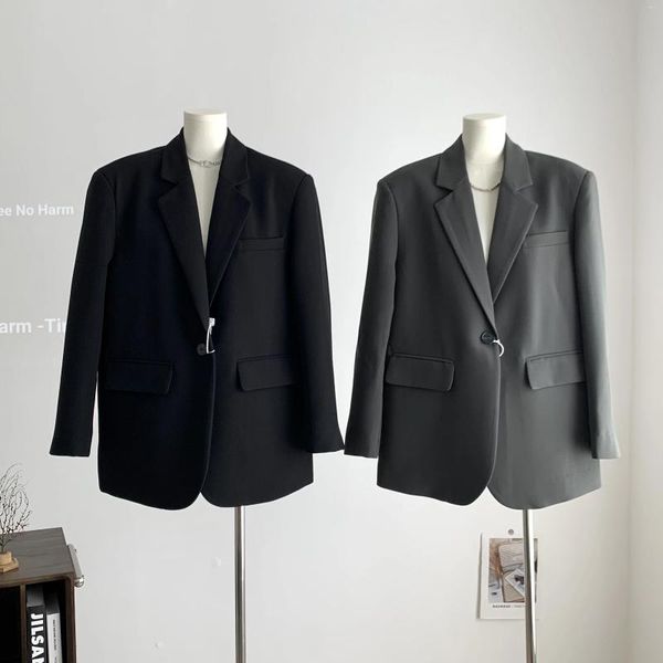 Ternos femininos da China continental Designer Blazer Mulheres Poliéster Desgaste do escritório para jaqueta casual 2023 Casaco de outono Cor preta