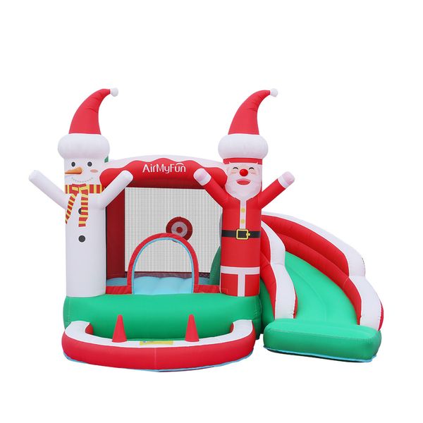 Pupazzo di neve Gonfiabile Casa di rimbalzo Scivolo Gonfiabili Buttafuori Playhouse Buon Natale Pupazzo di neve e casa di Babbo Natale Castello di salto Bambini Giocattoli di Natale Regali Maglione Bambini