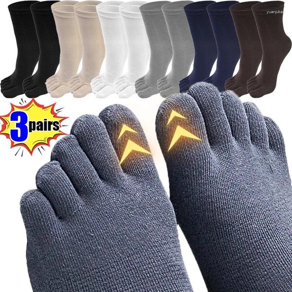Erkek Çoraplar 3 Salmı Beş Parmak Erkek Nefes Alabilir Spor Beş-Toe Long Casual Orta Tüp Pamuk Stoklama Ter Deodorant Sox