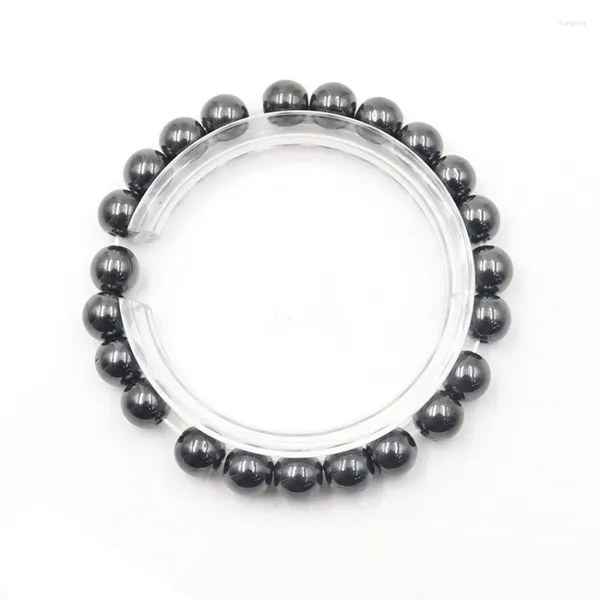 Strand xsm 8mm pulseira de terapia de contas magnéticas de hematita preta para homens mulheres proteção de pedra jóias de alívio de ansiedade