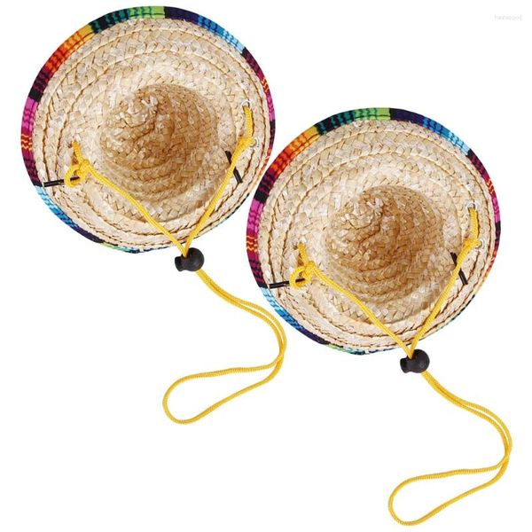 Dog Apparel 2 PCs México Sombrero Visor Acessórios Pet Straw Hat chapéus Cosplay Costume de abastecimento de abastecimento Decorativo Cinco Mayo