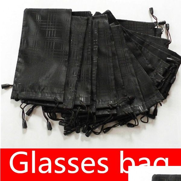 Óculos de sol casos sacos promoção óculos sacos macio impermeável pano xadrez óculos bolsa bolsa cor preta 17.5x9.3cm moqis20pcs gota dh9lw