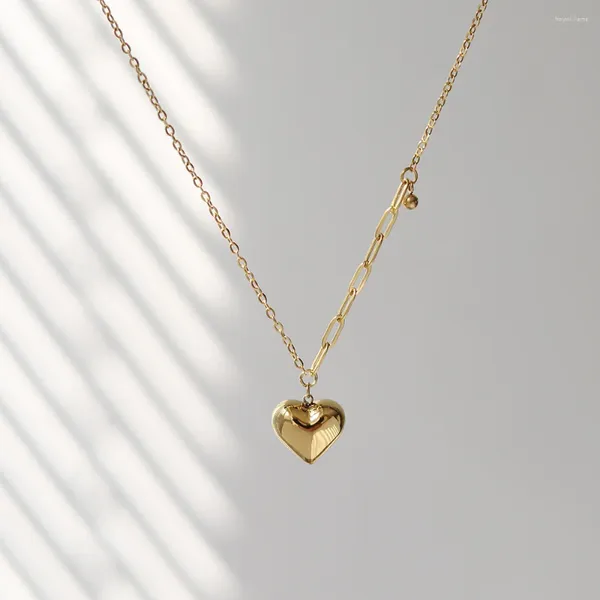 Ожерелья с подвесками Love Heart Ожерелье для женщин Цепочка из нержавеющей стали с покрытием золотого цвета Эстетическая готика Роскошные дизайнерские ювелирные изделия