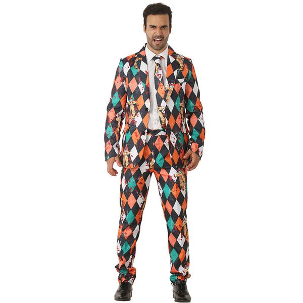 cosplay Eraspooky Costume da clown insanguinato horror da uomo Costume di Halloween Giacca per adulti Cosplay Club Blazer Cravatta Carnevale Party Outfitcosplay