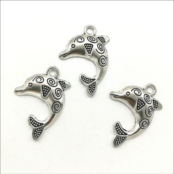 100 Stück Delphine Legierung Antik Silber Charms Anhänger Retro Schmuckherstellung DIY Schlüsselanhänger Antiker Silber Anhänger für Armband Ohrringe242A