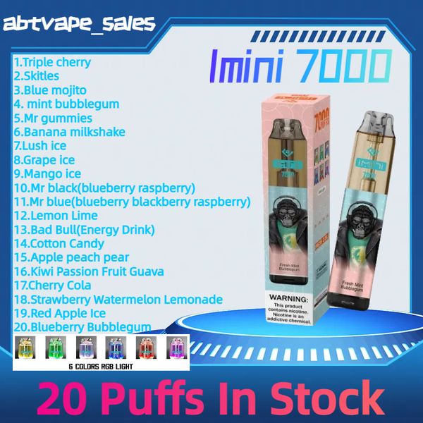 Tornado IMINI originale 7000 sbuffi a penna di vaporizzazione usa e getta kit di sigaretta elettronica 0% 2% 3% 5% vapers all'ingrosso desechables succo di frutta in fabbrica di vapers in porcellana vs 9000 9k