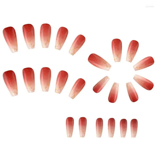 Unhas falsas 1 conjunto wearable vinho vermelho glitter nail art peças estilo desejo puro