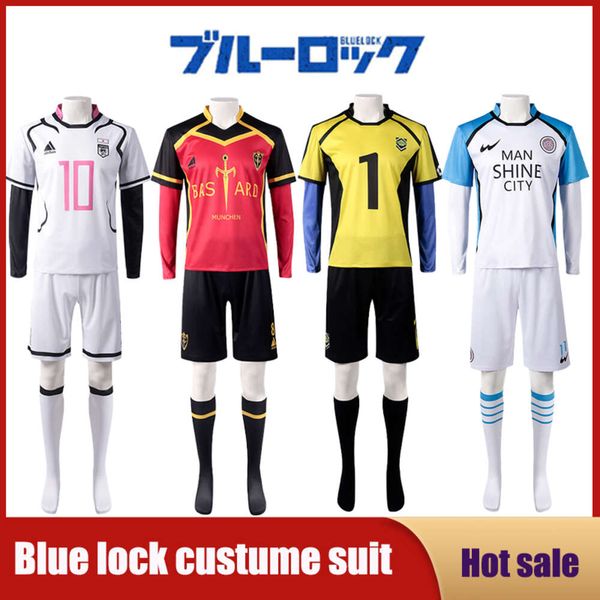 Cosplay jogo anime azul bloqueio cosplay traje peruca shorts camiseta meia isagi bachira chigiri nagi reo ness roupas de futebol para homem