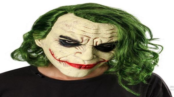 Maschera da Joker Maschera in lattice di Halloween Film It Capitolo 2 Maschere Pennywise Cosplay Maschera da clown spaventoso horror con capelli verdi Costume da festa P3287605