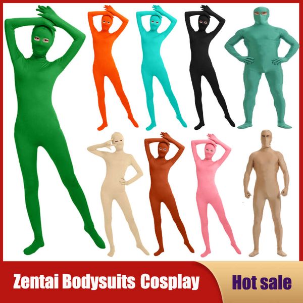 Cosplay New Kid Adult Lycra Open Eye Full Body Zentai Suit Custome Cerniera posteriore Seconda pelle Stretta Halloween Maniche lunghe Cosplay Tuta