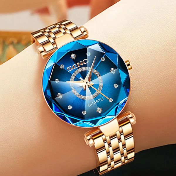 Diğer Saatler Seno Ocean Star Steel Band Kadınlar Saat Moda Crystal Ladies Quartz Relogio Feminino Kadın Montre Reloj Mujer Zegarek Damski 231020