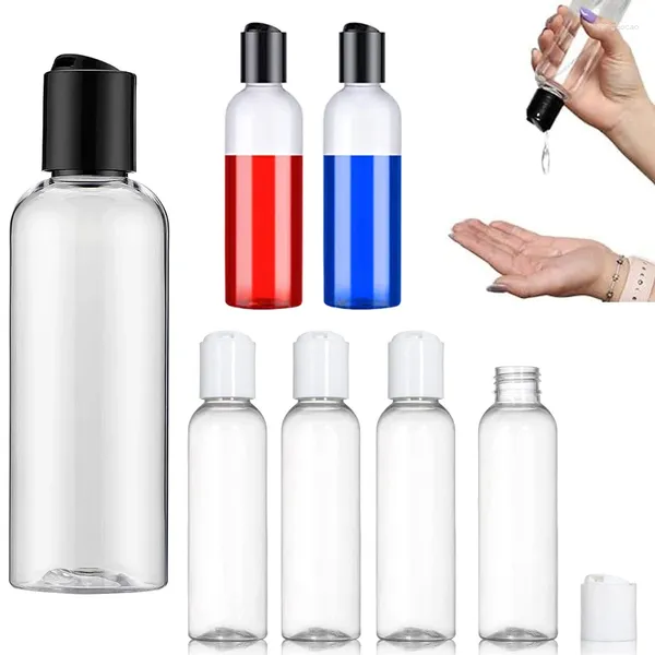 Garrafas de armazenamento 5pcs 30/50/60/100ml de plástico transparente com recipientes de viagem de tampa de disco para cremes loções de shampoo