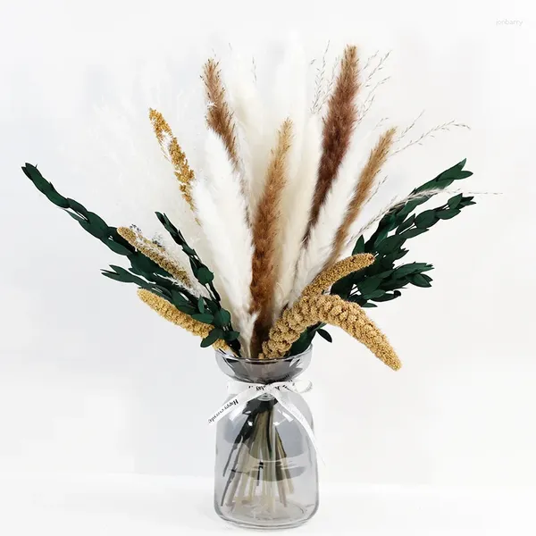 Flores decorativas naturais secas diy buquê presente pampas grama eucalipto folhas boho casa jardim para decorações de casamento decoração