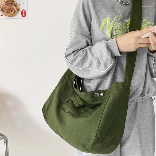 Borse da sera Donna 2023 Elegante Y2k Grunge Tela di grandi dimensioni Hobo Slouchy Borsa a tracolla Studente Tessuto Libro di scuola Laptop Pernottamento Lato