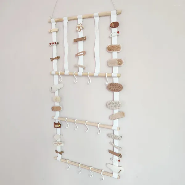 Sacos de armazenamento Suporte de pino de cabelo 4 camadas Hairclip Rack Organizador Jóias Acessório Display para quarto Showcase Branco