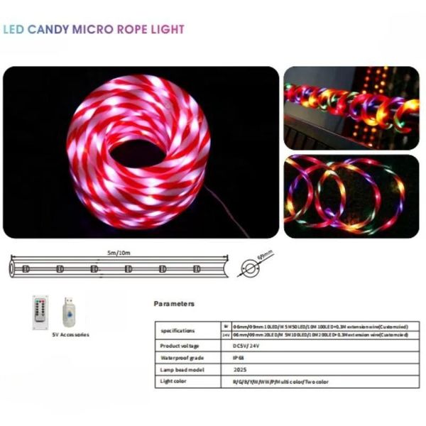 Decorações de Natal 5m10m LED Light String Outdoor Pátio Tubo Colorido Decorativo Xmas 5V USB APP Remoto Led 231019