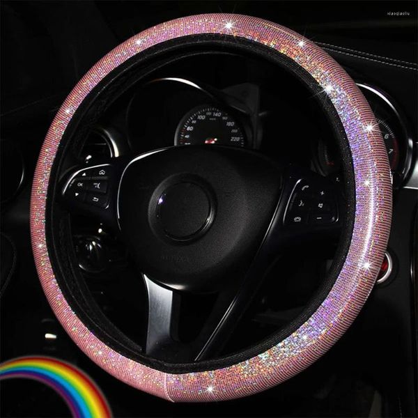 Capas de volante rosa diamante capa de carro strass cristal casos de automóveis para senhora meninas acessórios estilo