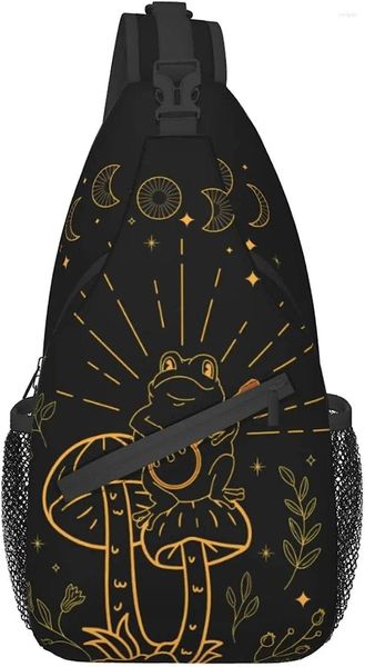 Rucksack Golden Frog Moon Sling Bag Umhängetasche Brust Tagesrucksack Leicht Lässig Schultertasche Für Männer Frauen Reisen Wandern