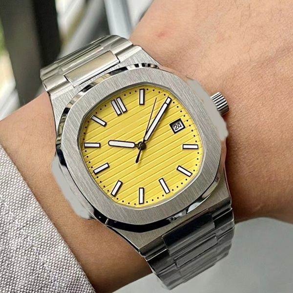 Designer mens relógios de luxo relógio masculino 40mm pulseira de aço inoxidável relógio clássico mostrador amarelo super luminoso relógio à prova d'água montre de luxe dhgates relógio jason 007