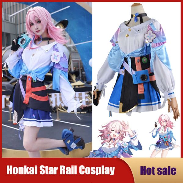 Cosplay jogo honkai: star rail cos traje 7 de março cosplay sexy feminino carnaval festa de halloween outfit vestido marinheiro rolecos peruca uniforme