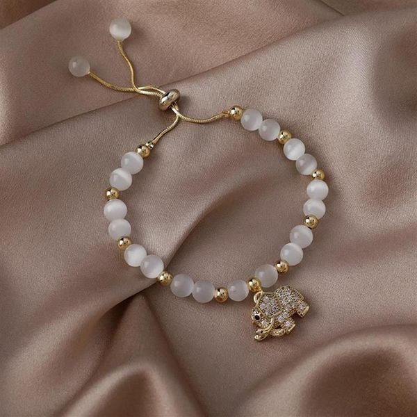 Bracciale semplice moda zircone braccialetti elefante bambino per donna perline regolabili braccialetto con ciondolo in rilievo gioielli per feste Gift234L