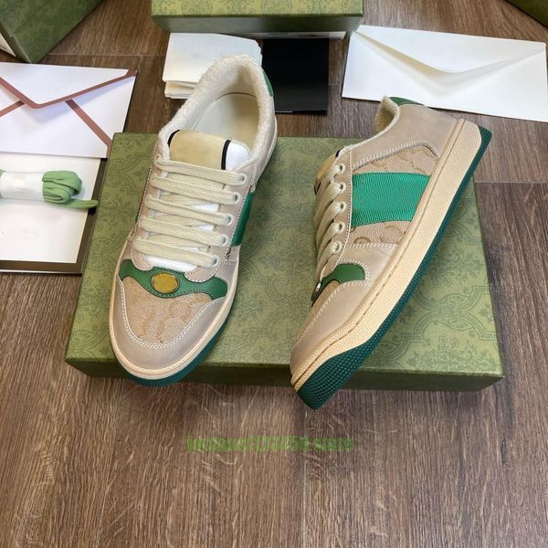 Designer di lusso in vera pelle color-block a righe moda classica tendenza uomo donna sporche scarpe da tavola casual vintage sporche coda verde