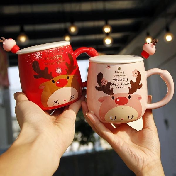Tazze Tazza da caffè in ceramica natalizia Pupazzo di neve 3D Cartone animato creativo Tazza da colazione al latte Confezione regalo natalizia 231020