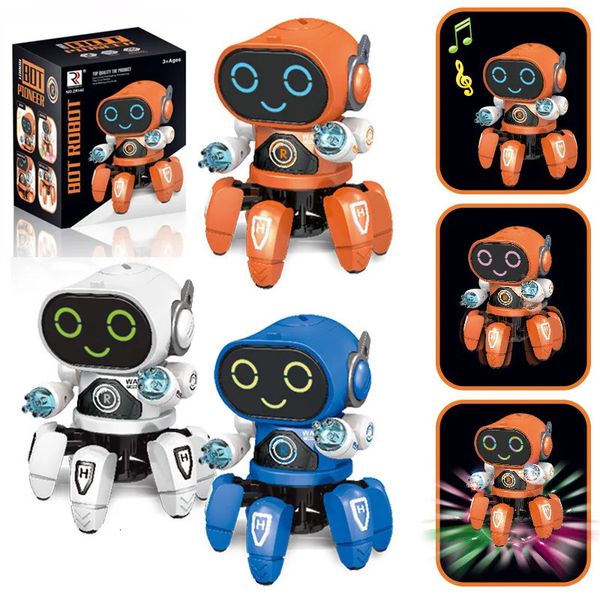 Robot elettronici Robot da ballo elettronico intelligente Giocattolo LED Flash colorato Luce Musica Camminare Canto Robot per bambini Regali educativi di Natale 231020