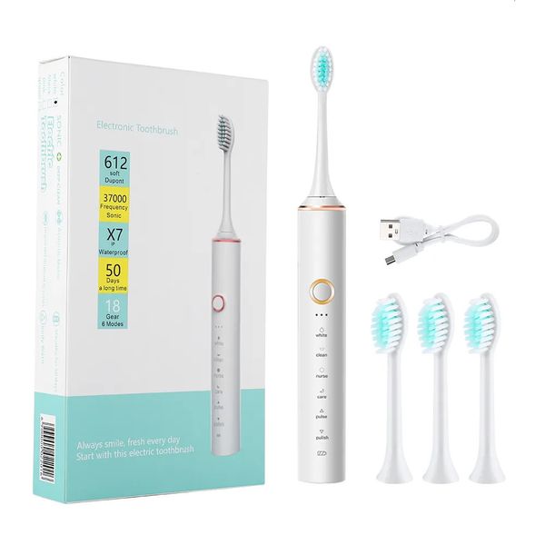Escova de dentes Sonic Escova de dentes elétrica IPX7 Escovas de dentes à prova d'água Adulto Temporizador Escova Eletrônica Limpeza Branqueadora Escova de dentes Oral Care 231020