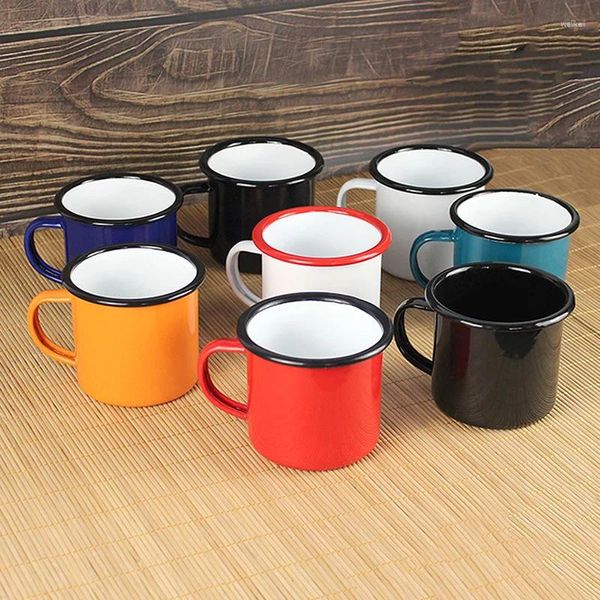 Tassen Verdickte altmodische Emaille Tassen Hause Teekannen Retro Farbe Kaffee Büro Zimmer Tragbare Trinken Outdoor Camping