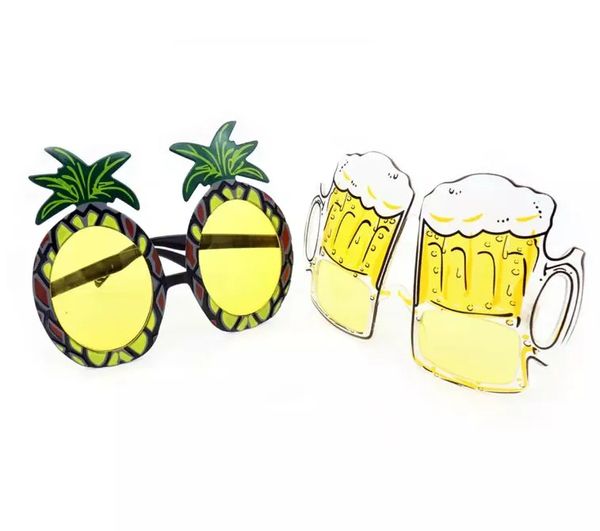Occhiali da sole hawaiani da spiaggia ananas Bicchieri da birra gialli Occhiali da addio al nubilato in maschera Divertente regalo di Halloween Bomboniera di moda NUOVO 1020