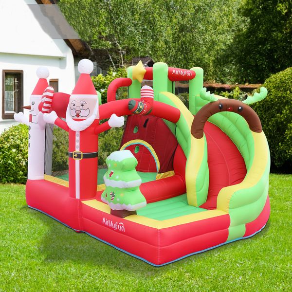 Jumper de Natal Inflável Árvore de Natal Bouncer Playhouse Merry Xmas Bounce House Slide Star Jumping Castle com Ball Pit Kid Toy Presentes para crianças brincam de ano novo