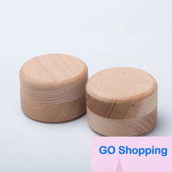 Qualität 1pc Tragbare Vintage Runde Natürliche Holz Schmuck Lagerung Box Ring Ohrringe Container Lagerung Fall Neue Ankunft